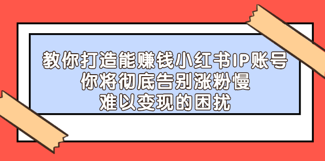 教你打造能赚钱小红书IP账号：你将彻底告别涨粉慢，难以变现的困扰-56课堂