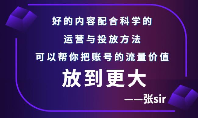 张sir账号流量增长课，告别海王流量，让你的流量更精准-56课堂