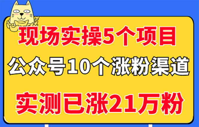 现场实操5个公众号项目，10个涨粉渠道，实测已涨21万粉！-56课堂