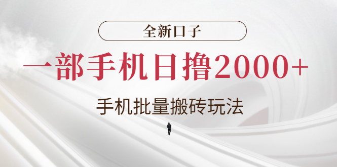 全新口子，手机批量搬砖玩法，一部手机日撸2000+，上手快，小白可操作-56课堂