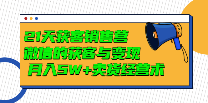 21天获客销售营，带你微信的获客与变现 月入5W+卖货经营术-56课堂