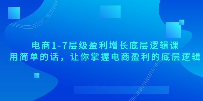 电商1-7层级盈利增长底层逻辑课：用简单的话，让你掌握电商盈利的底层逻辑-56课堂