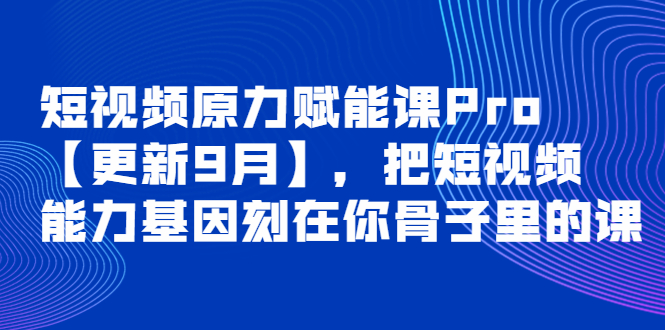 短视频原力赋能课Pro【更新9月】，把短视频能力基因刻在你骨子里的课-56课堂