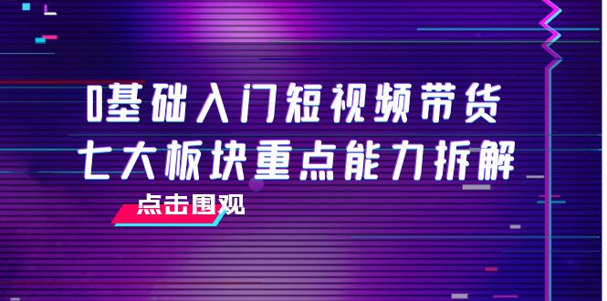 0基础入门短视频带货，七大板块重点能力拆解，7节精品课4小时干货-56课堂