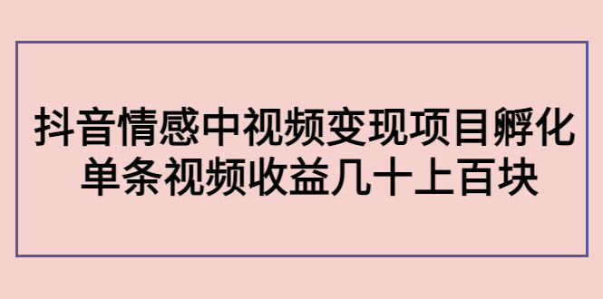 黄岛主副业孵化营第5期：抖音情感中视频变现项目孵化 单条视频收益几十上百-56课堂