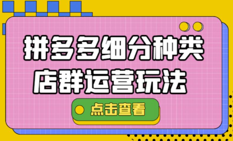 拼多多细分种类店群运营玩法3.0，11月最新玩法，小白也可以操作-56课堂