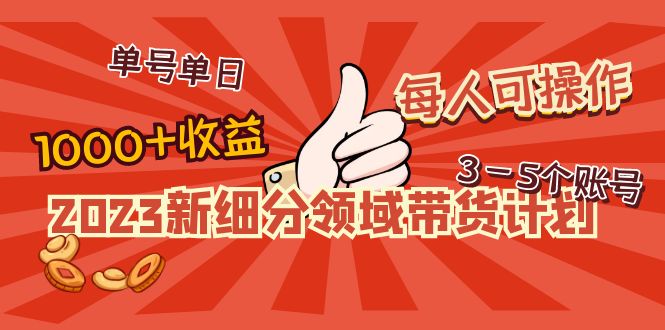 2023新细分领域带货计划：单号单日1000+收益不难，每人可操作3-5个账号-56课堂