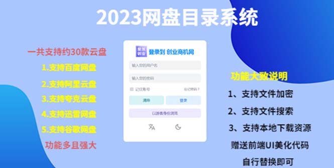 2023网盘目录运营系统，一键安装教学，一共支持约30款云盘-56课堂