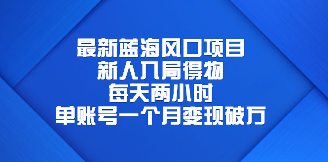 最新蓝海风口项目，新人入局得物，每天两小时，单账号一个月变现破万-56课堂