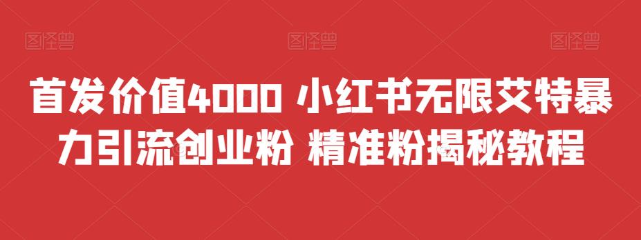 首发价值4000 小红书无限艾特暴力引流创业粉 精准粉揭秘教程-56课堂