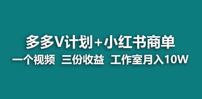 多多v计划+小红书商单 一个视频三份收益 工作室月入10w-56课堂