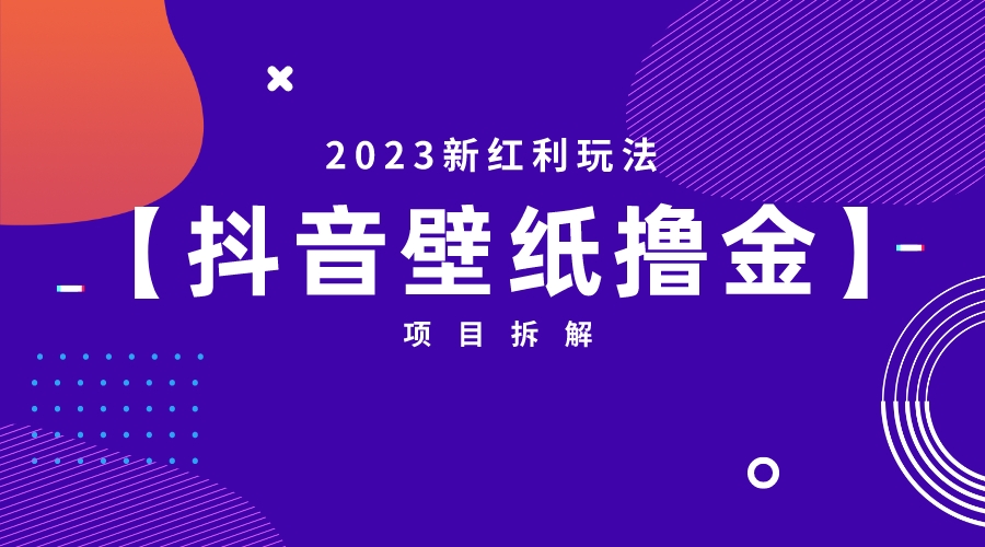 2023新红利玩法：抖音壁纸撸金项目-56课堂