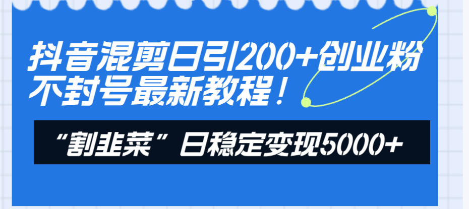 抖音混剪日引200+创业粉不封号最新教程！“割韭菜”日稳定变现5000+！-56课堂