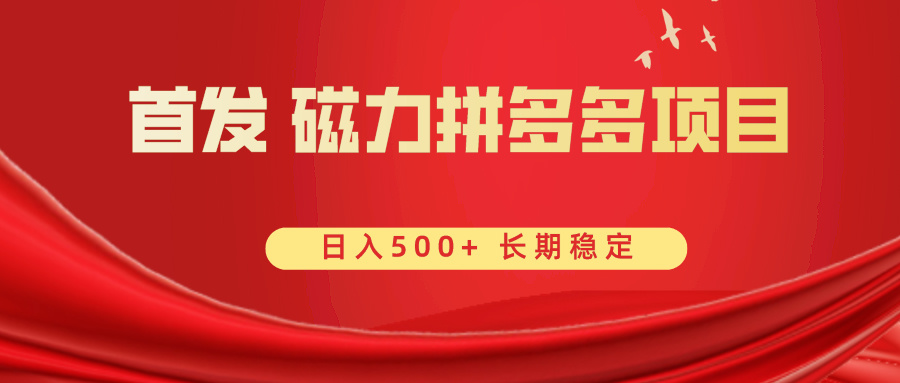 首发 磁力拼多多自撸 日入500+-56课堂