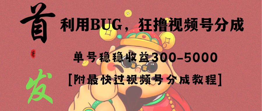 全网独家首发，视频号BUG，超短期项目，单号每日净收益300-5000！-56课堂