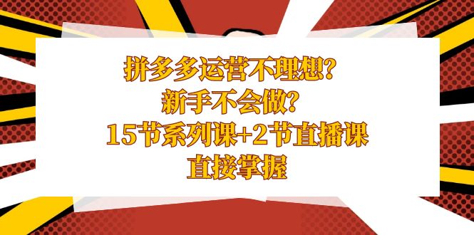 拼多多运营不理想？新手不会做？15节系列课+2节直播课，直接掌握-56课堂