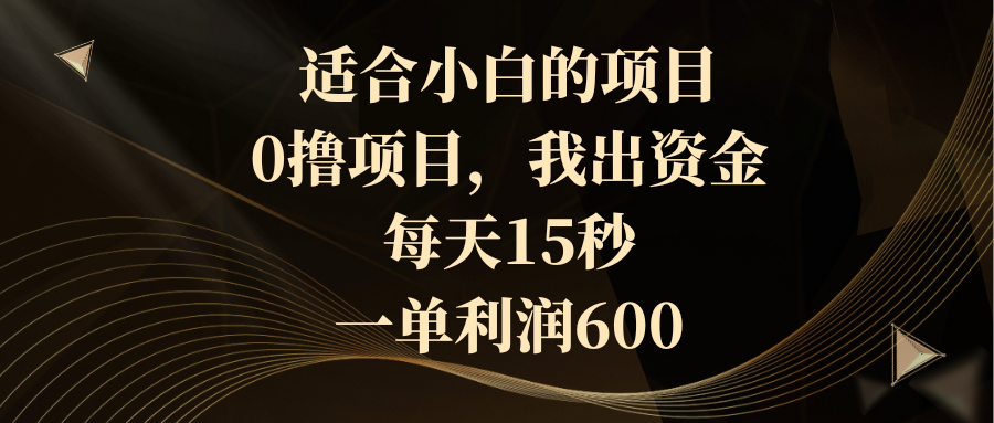 适合小白的项目，0撸项目，我出资金，每天15秒，一单利润600-56课堂