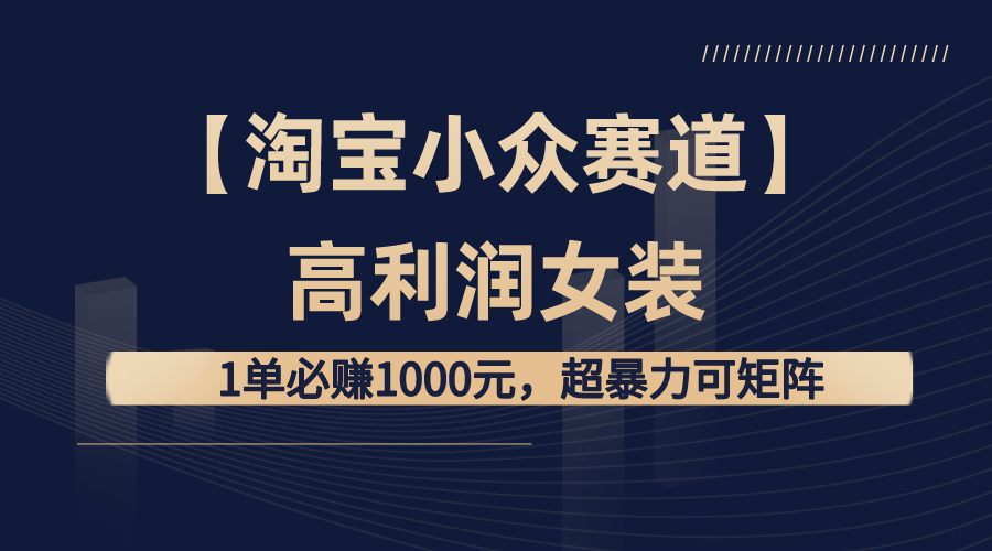 【淘宝小众赛道】高利润女装：1单必赚1000元，超暴力可矩阵-56课堂