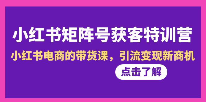 小红书-矩阵号获客特训营-第10期，小红书电商的带货课，引流变现新商机-56课堂