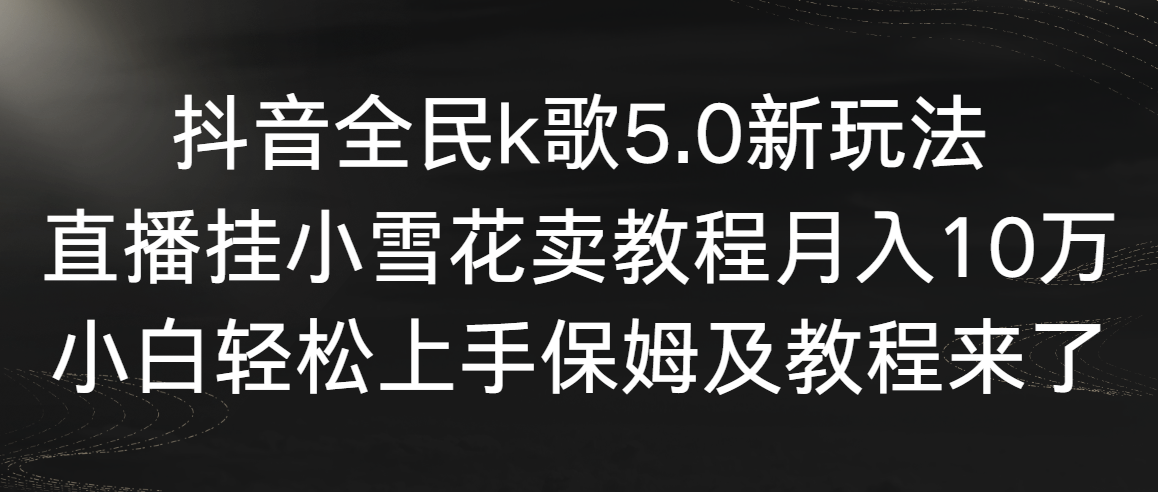 抖音全民k歌5.0新玩法，直播挂小雪花卖教程月入10万，小白轻松上手，保…-56课堂