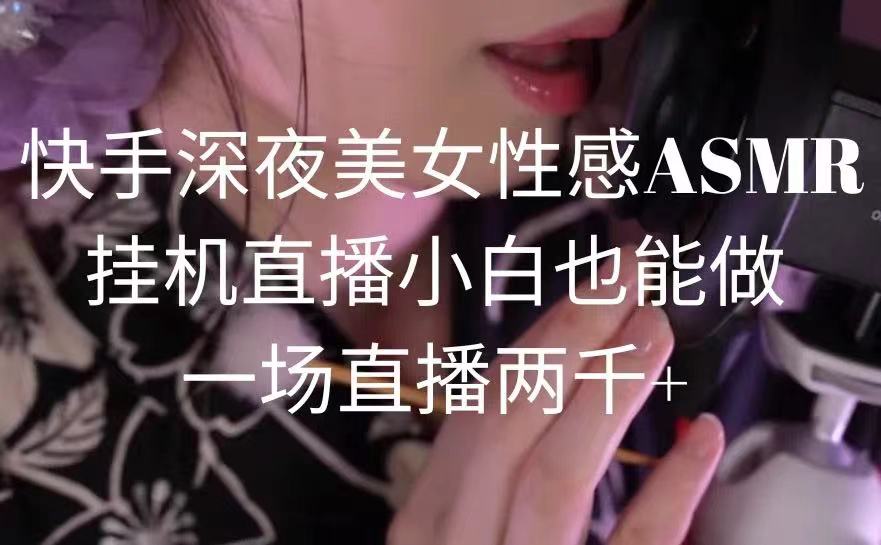 快手深夜美女性感ASMR挂机直播，小白也能做，一场直播两千+-56课堂