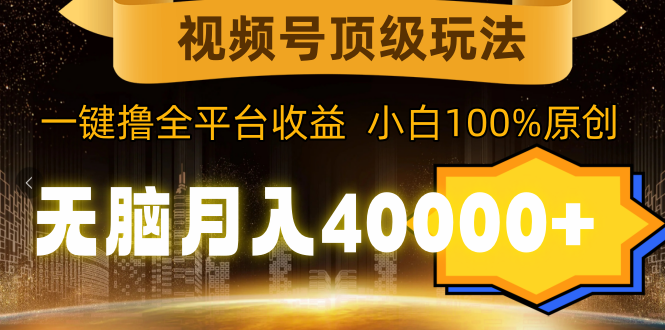 视频号顶级玩法，无脑月入40000+，一键撸全平台收益，纯小白也能100%原创-56课堂