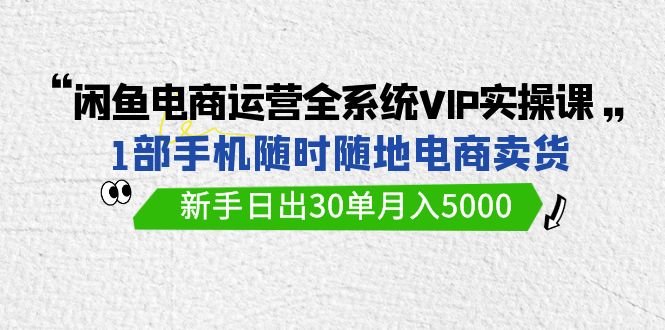 闲鱼电商运营全系统VIP实战课，1部手机随时随地卖货，新手日出30单月入5000-56课堂