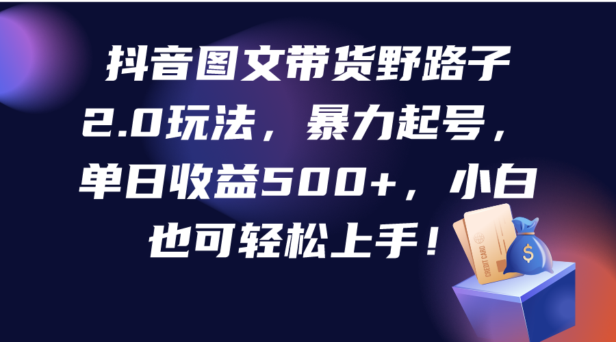 抖音图文带货野路子2.0玩法，暴力起号，单日收益500+，小白也可轻松上手！-56课堂