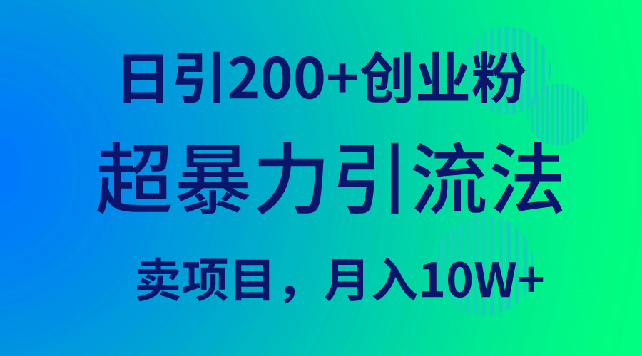 超暴力引流法，日引200+创业粉，卖项目月入10W+-56课堂