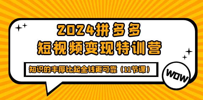 2024拼多多短视频变现特训营，知识的丰厚比起金钱更可靠（11节课）-56课堂