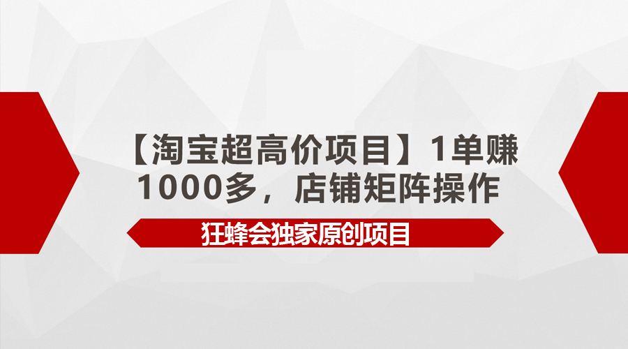 【淘宝超高价项目】1单赚1000多，店铺矩阵操作-56课堂