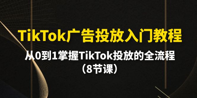 TikTok广告投放入门教程，从0到1掌握TikTok投放的全流程（8节课）-56课堂