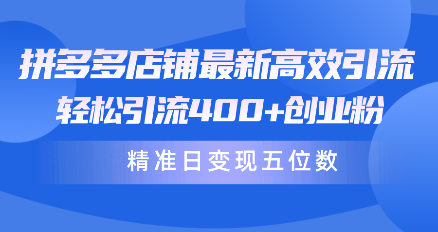 拼多多店铺最新高效引流术，轻松引流400+创业粉，精准日变现五位数！-56课堂