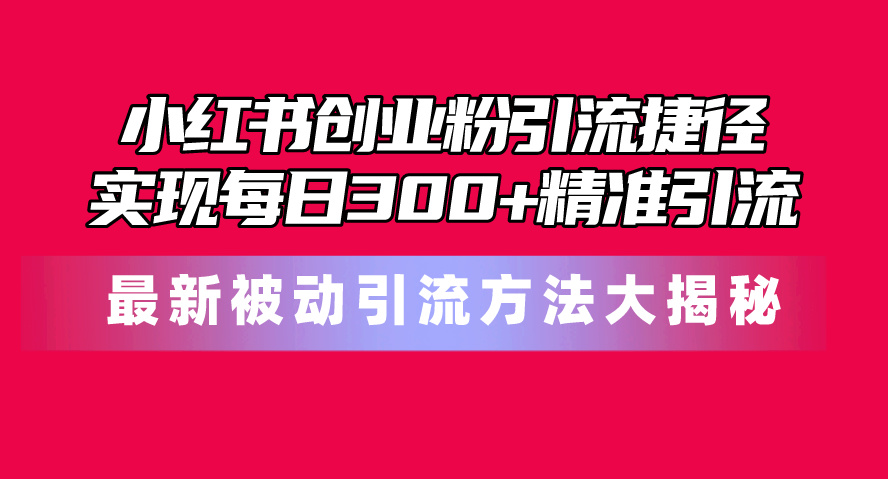 小红书创业粉引流捷径！最新被动引流方法大揭秘，实现每日300+精准引流-56课堂