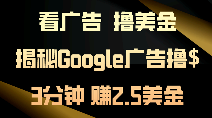 看广告，撸美金！3分钟赚2.5美金！日入200美金不是梦！揭秘Google广告…-56课堂