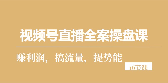 视频号直播全案操盘课，赚利润，搞流量，提势能（16节课）-56课堂