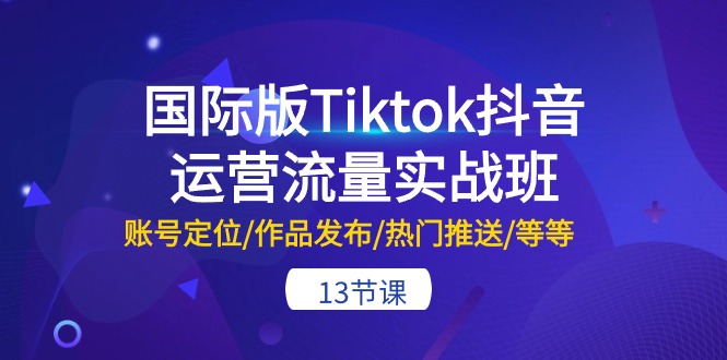 国际版Tiktok抖音运营流量实战班：账号定位/作品发布/热门推送/等等-13节-56课堂