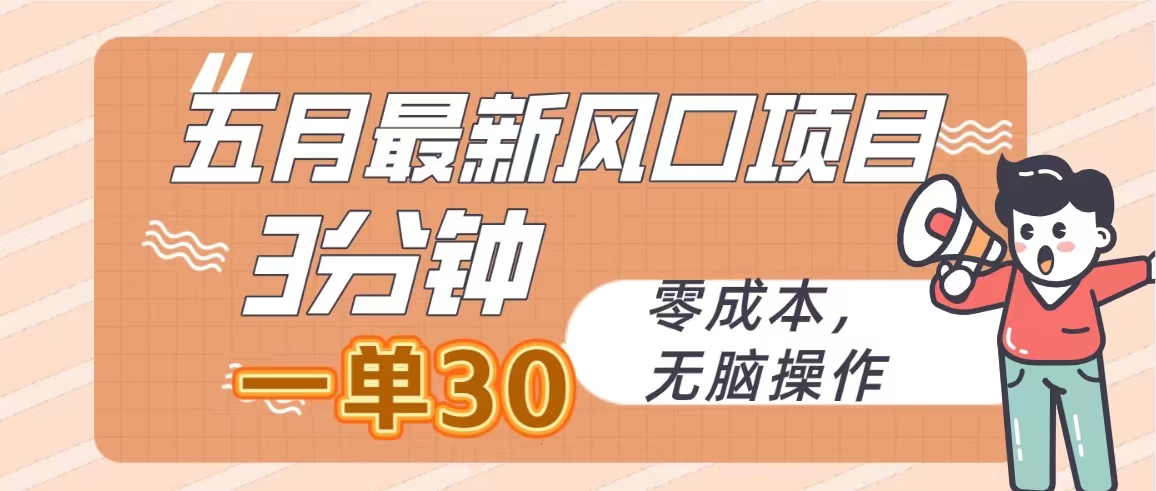 五月最新风口项目，3分钟一单30，零成本，无脑操作-56课堂