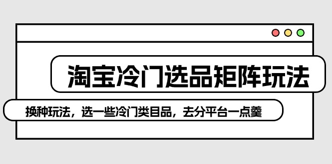 淘宝冷门选品矩阵玩法：换种玩法，选一些冷门类目品，去分平台一点羹-56课堂