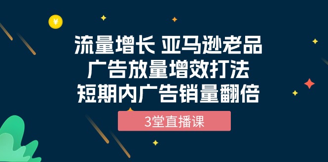 流量增长 亚马逊老品广告放量增效打法，短期内广告销量翻倍（3堂直播课）-56课堂