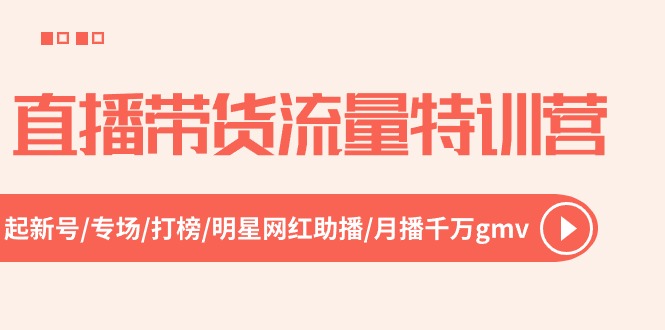 直播带货流量特训营，起新号-专场-打榜-明星网红助播 月播千万gmv（52节）-56课堂