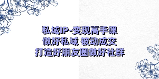 私域IP-变现高手课：做好私域 被动成交，打造好朋友圈做好社群（18节）-56课堂