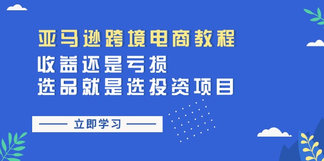 亚马逊跨境电商教程：收益还是亏损！选品就是选投资项目-56课堂