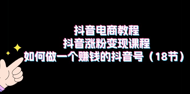 抖音电商教程：抖音涨粉变现课程：如何做一个赚钱的抖音号（18节）-56课堂